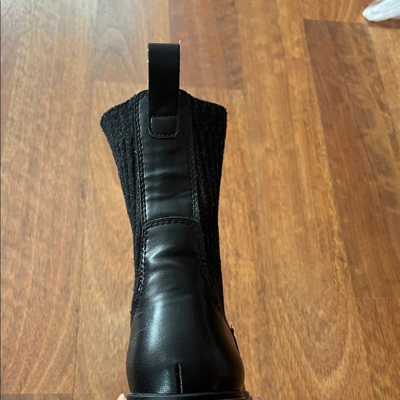 Zara Black Faux Leather Boots with Knit Calf - Picture 9 of 16